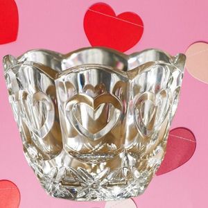 Fifth Avenue Crystal Sweetheart Cut Votive Candle-Treats Bowl Holder 4” NIB